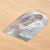 Elegante script overlay boog foto bruiloft acryl uitnodigingen (Laagn)