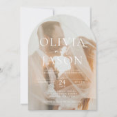 Elegante script overlay boog foto bruiloft kaart (Voorkant)