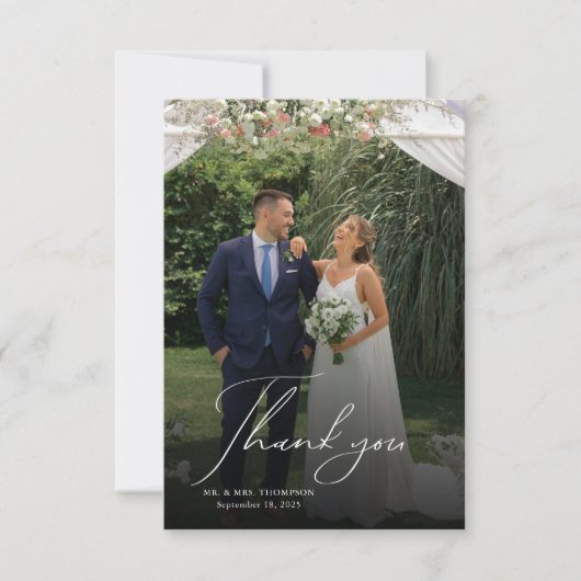 Elegante script overlay bruiloft bedankkaart (Voorkant)