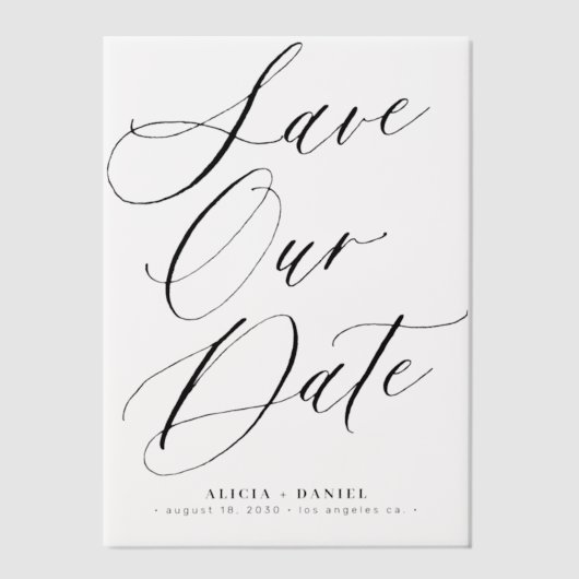 Elegante script overlay bruiloft opslaan van de da vellum uitnodigingen (Voorkant)