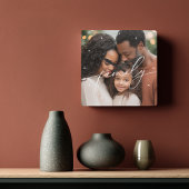 Elegante script overlay familiefoto vierkante klok