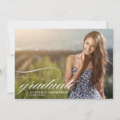 Elegante Script Overlay Foto Afstudeerfeest Kaart (Voorkant)