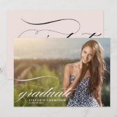 Elegante Script Overlay Foto Afstudeerfeest Kaart (Voorkant / Achterkant)