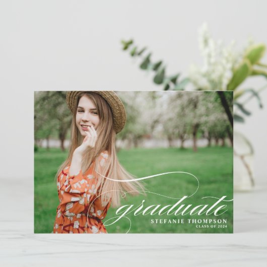 Elegante Script Overlay | Foto Verjaardagsfeest Af Kaart (Staand voorkant)