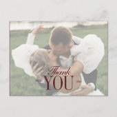 Elegante Script Overlay Trouwfoto Bedankt Briefkaart (Voorkant)