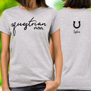 Elegante Script Paardensport Moeder Hoefijzer Naam T-shirt