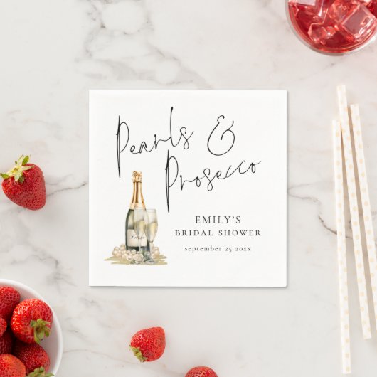Elegante Script Parels en Prosecco Bruidsdouche Servet (Insitu)