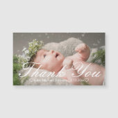 Elegante Script Pasgeboren Baby Foto Bedankt magne (Voorkant)