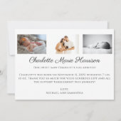 Elegante Script Photo Dank u geboorte aankondiging (Achterkant)