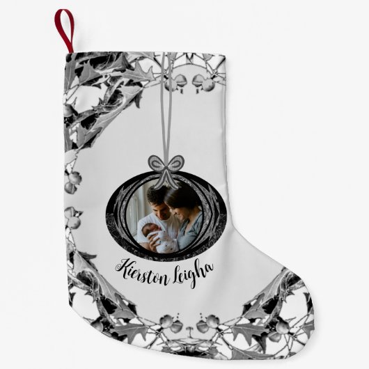 Elegante Script Photo Gifts Kerstmis Ornamenten Kleine Kerstsok (Voorkant)