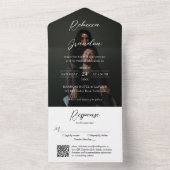 Elegante Script Photo Overlay QR-code Bruiloft All In One Uitnodiging (Binnen)