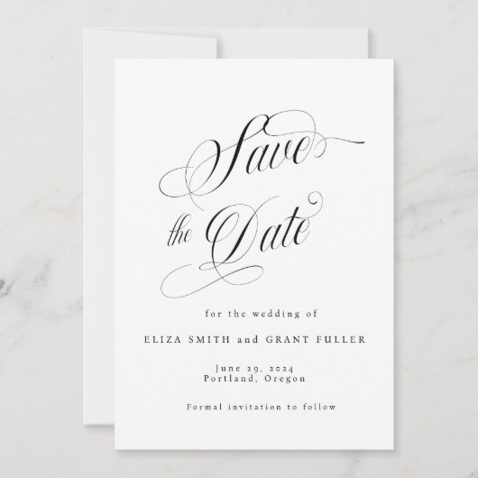 Elegante Script Photo Save the Date Kaart (Voorkant)