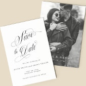 Elegante Script Photo Save the Date Kaart