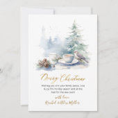 Elegante Script Pine Tree Non Photo Christmas Kaar Feestdagenkaart (Voorkant)