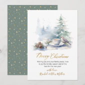 Elegante Script Pine Tree Non Photo Christmas Kaar Feestdagenkaart (Voorkant / Achterkant)