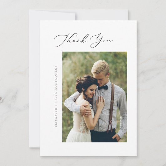 Elegante Script Platte Bedankkaart (Voorkant)