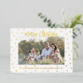 Elegante Script Prettig Kerstmis Aangepaste Foto Folie Feestdagenkaart (Staand Voorkant)