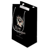 Elegante Script Prettig Kerstmis Kerstkrans Klein Cadeauzakje (Achterkant Gekanteld)