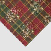 Elegante Script Prettig Kerstmis Plaid Tartan Cade Tissuepapier (Detail)