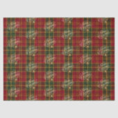 Elegante Script Prettig Kerstmis Plaid Tartan Cade Tissuepapier (Voorkant)