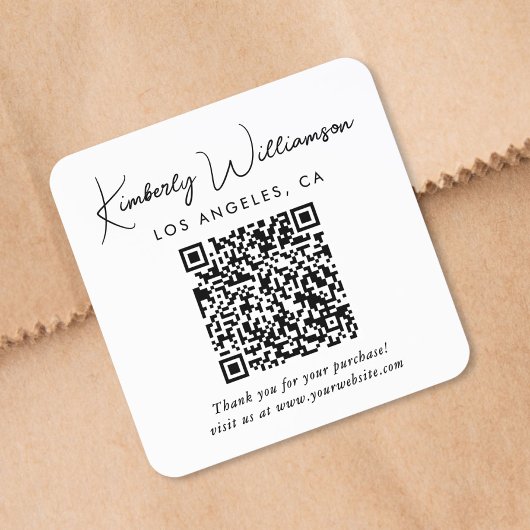 Elegante Script QR Code Bedankt Vierkante Sticker