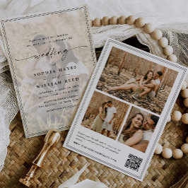 Elegante Script QR-code Foto Bruiloft Kaart