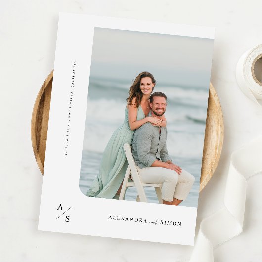 Elegante Script QR Code Foto Budget Bruiloft Kaart