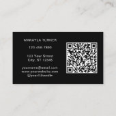 Elegante Script QR Code Foto Make-up Zwart Visitekaartje (Achterkant)