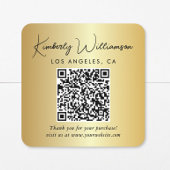 Elegante Script QR Code Gouden Bedankt Vierkante Sticker