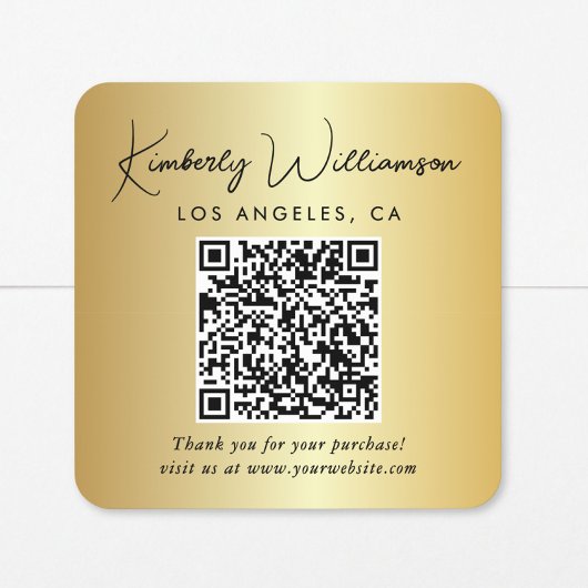 Elegante Script QR Code Gouden Bedankt Vierkante Sticker