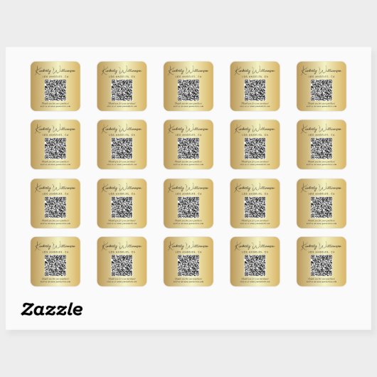 Elegante Script QR Code Gouden Bedankt Vierkante Sticker (Vel)