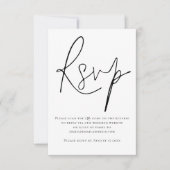 Elegante Script QR Code Huwelijk Zwart Wit RSVP Kaartje (Voorkant)