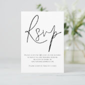 Elegante Script QR Code Huwelijk Zwart Wit RSVP Kaartje (Staand voorkant)