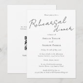 Elegante Script QR Code Huwelijks Proefdiners Kaart (Voorkant / Achterkant)