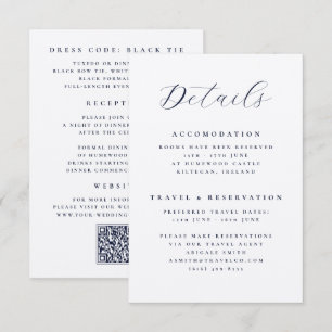 Elegante Script QR-code Huwelijksdetails Bestemmin Informatiekaartje