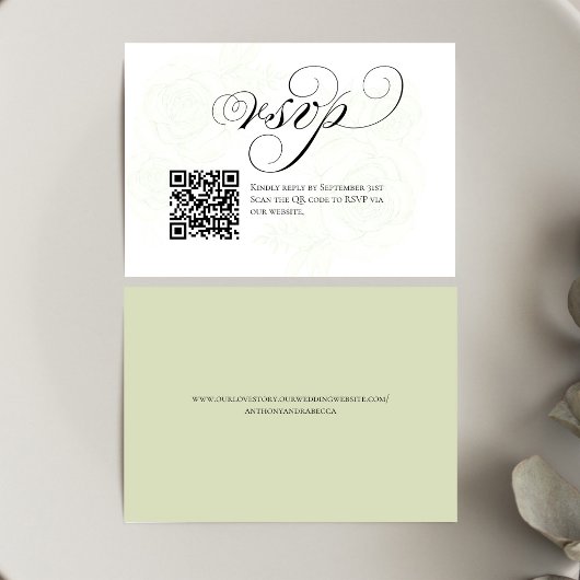 Elegante Script QR Code Huwelijksreactie RSVP Kaartje