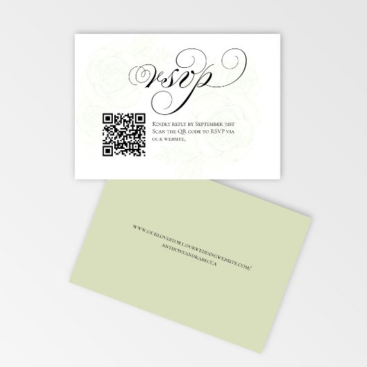 Elegante Script QR Code Huwelijksreactie RSVP Kaartje
