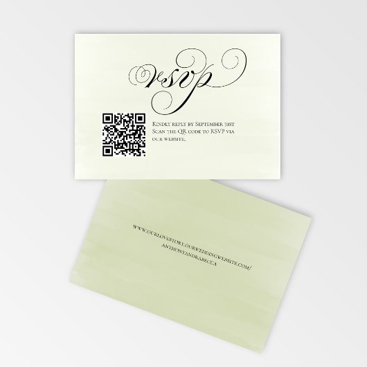Elegante Script QR Code Huwelijksreactie RSVP Kaartje