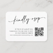 Elegante Script QR Code RSVP Trouwkaart Visitekaartje (Achterkant)
