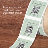 Elegante Script QR Code Salie Groen Bedankt Vierkante Sticker