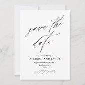 Elegante Script QR-code Trouwfoto  Save The Date (Voorkant)