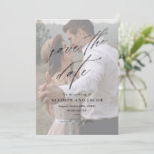 Elegante Script QR-code Trouwfoto  Save The Date (Staand voorkant)