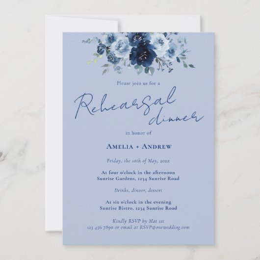 Elegante Script QR Code Trouwrepetie Diner Kaart (Voorkant)