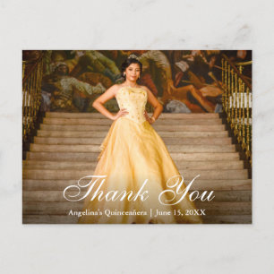 Elegante Script Quinceañera Foto Bedankt Briefkaart