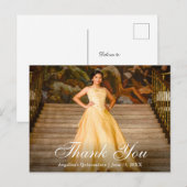 Elegante Script Quinceañera Foto Bedankt Briefkaart (Voorkant / Achterkant)
