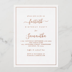 Elegante Script Rand 40e Verjaardagsfeest Luxe Folie Uitnodiging