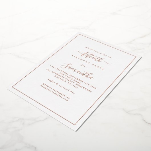 Elegante script rand 50ste verjaardagsfeest luxe folie uitnodiging (Gedraaid)