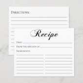Elegante script recept kaart (Voorkant / Achterkant)