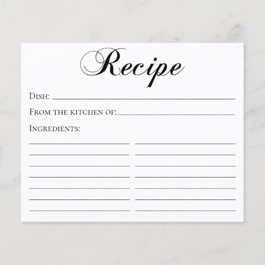 Elegante script recept kaart (Voorkant)