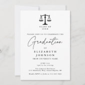 Elegante Script Rechtenschool Foto Afstudeerfeest Kaart (Voorkant)